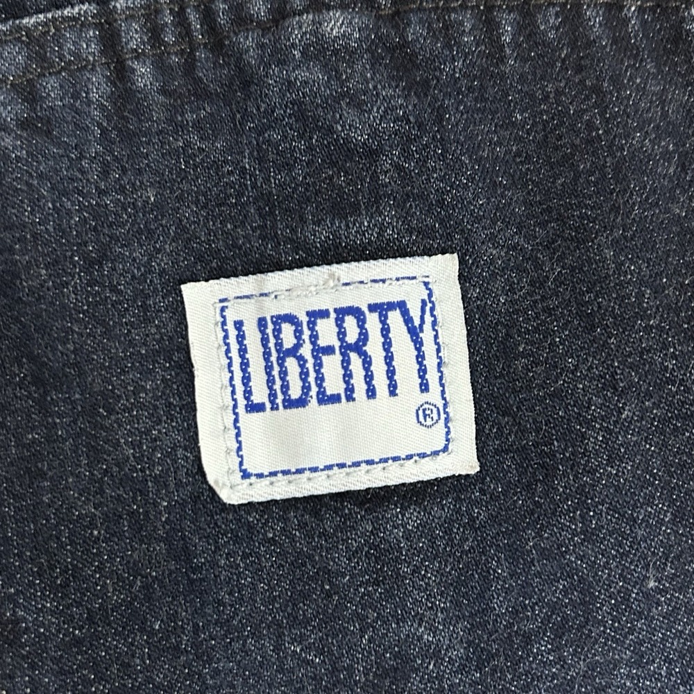 Liberty Overalls Men's 38x31 Dark Denim Bib Carpenter Green Stitch Zip Pocket - Picture 9 of 11